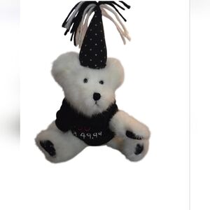 White Plush Bear with Black Party Hat "I'm Not 50 I'm 49.99" Great Gift NWT
